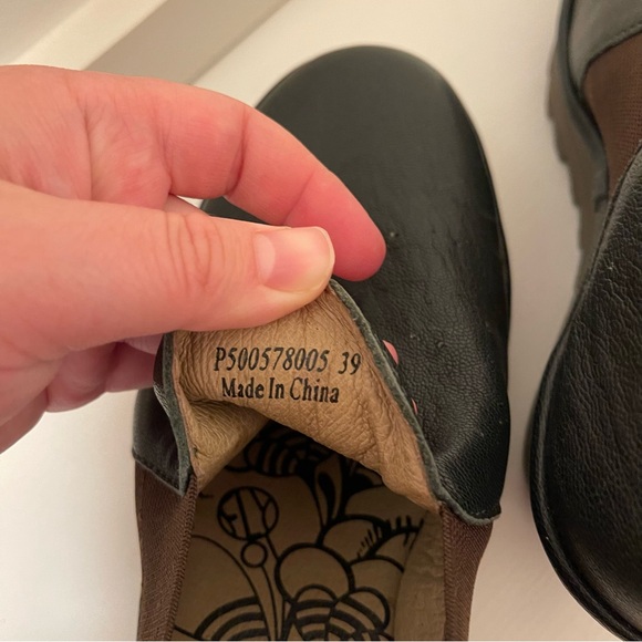 Fly London Yua Green Leather Chunky Platform Wedges Shoes Size 39 Flaw - Picture 5 of 9